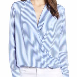 Twist Front Striped Blouse